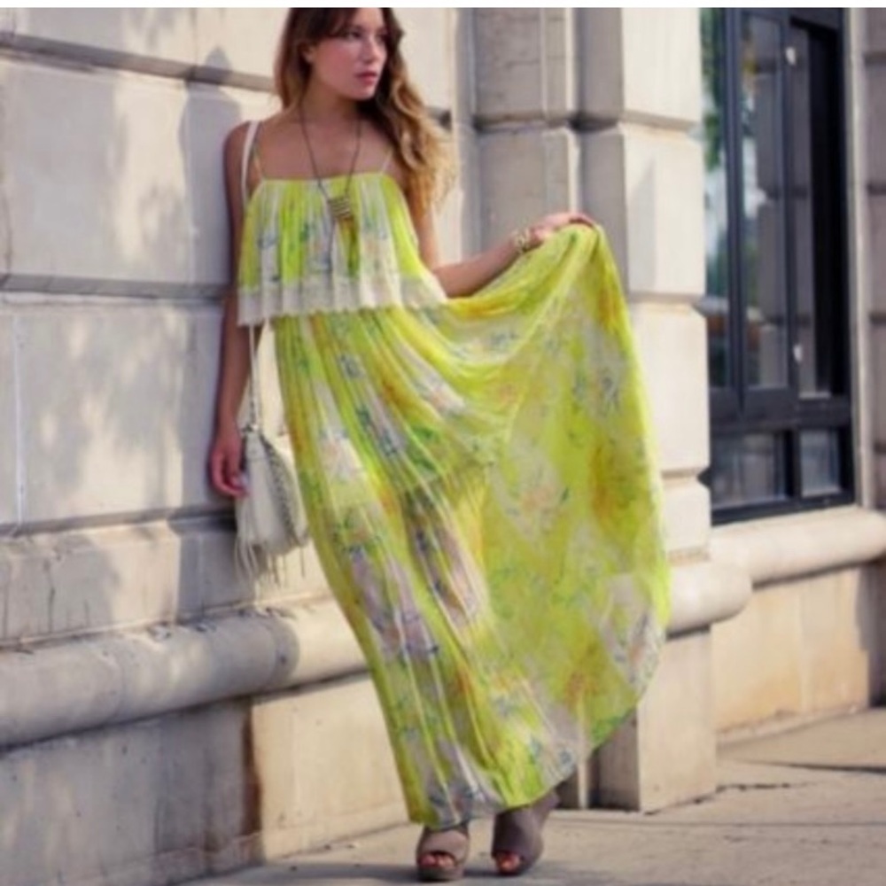 Kimchi Blue Floral Yellow Maxi Dress Cute Stylish Summer Church Party Wedding S